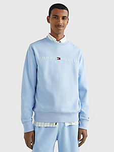 blauw sweatshirt van flex fleece met logo voor heren - tommy hilfiger