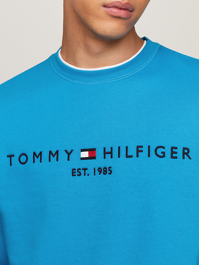 blue sweatshirt met ronde hals en logo voor heren - tommy hilfiger