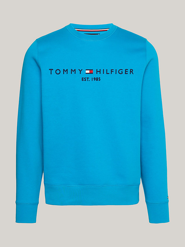 blue sweatshirt met ronde hals en logo voor heren - tommy hilfiger