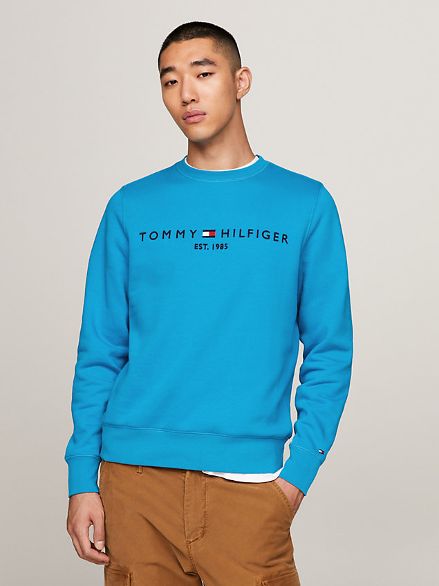 blue logo regular fit sweatshirt for men tommy hilfiger