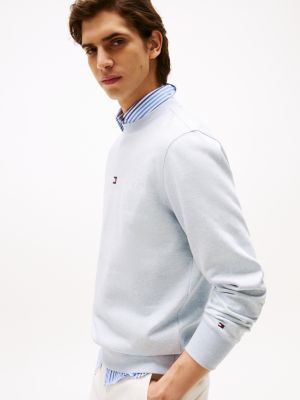 felpa con logo ricamato blu da uomini tommy hilfiger