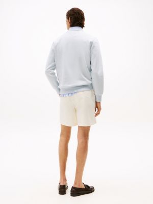 felpa con logo ricamato blu da uomini tommy hilfiger