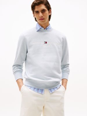 blue logo embroidery crew neck sweatshirt for men tommy hilfiger