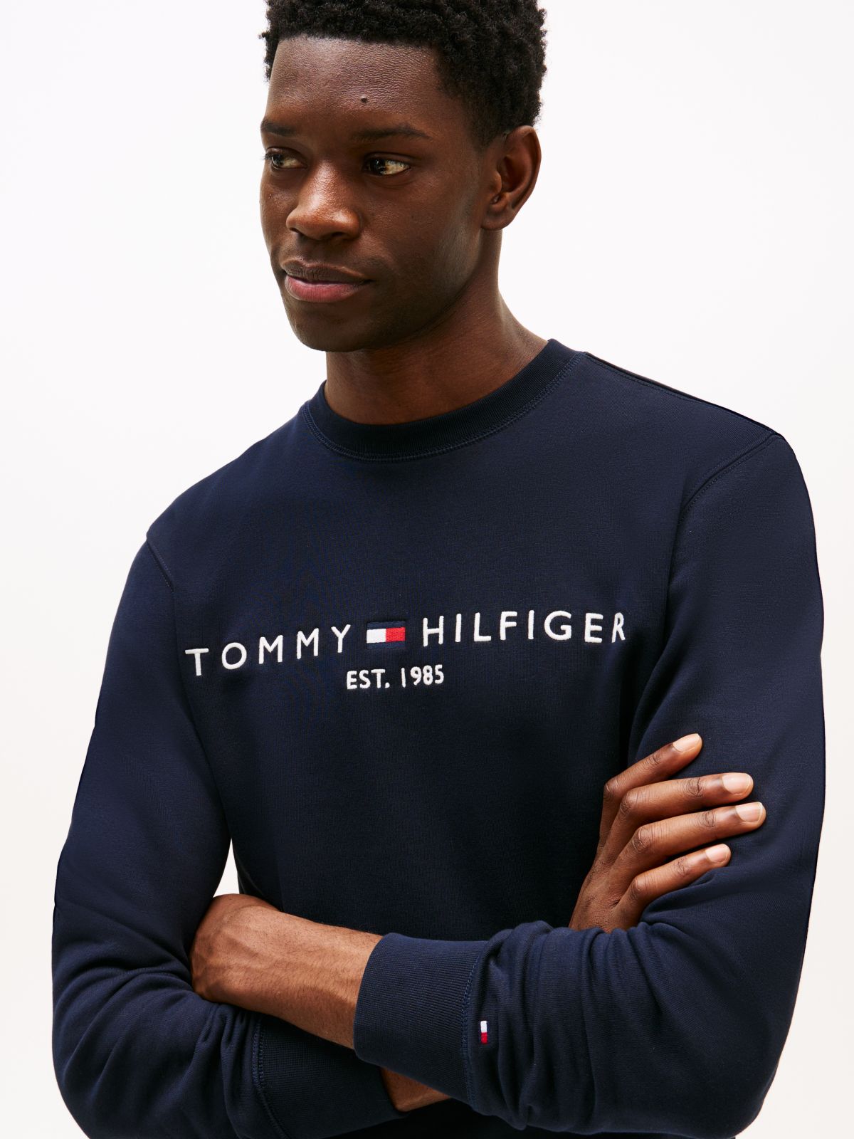Logo Embroidery Fleece Sweatshirt — Blue