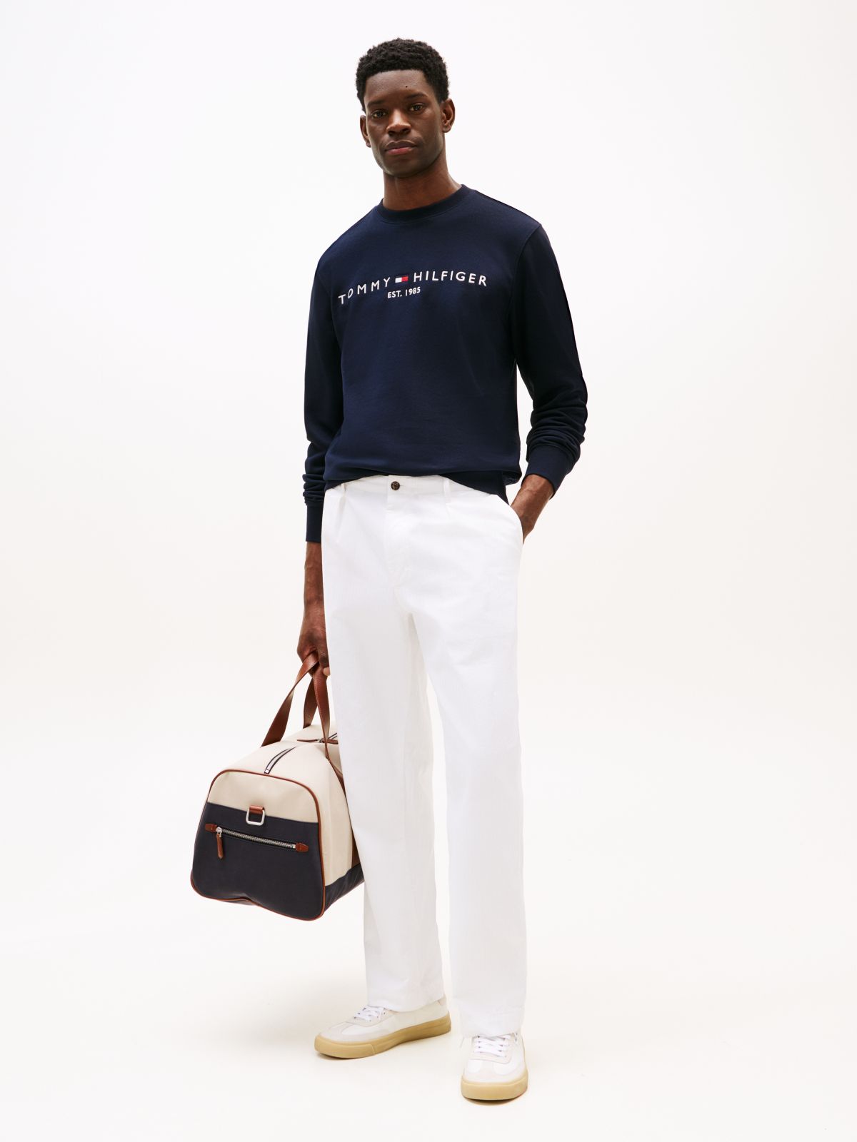 Logo Embroidery Fleece Sweatshirt — Blue