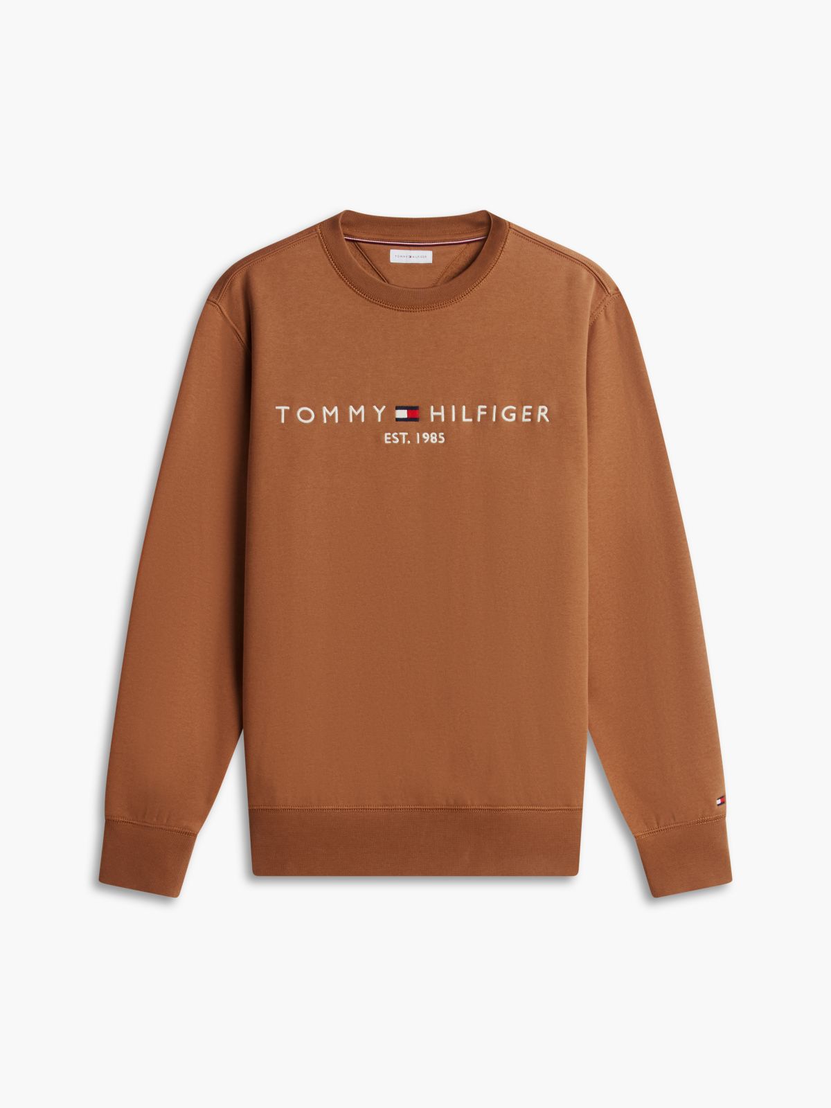 Logo Embroidery Fleece Sweatshirt — Brown