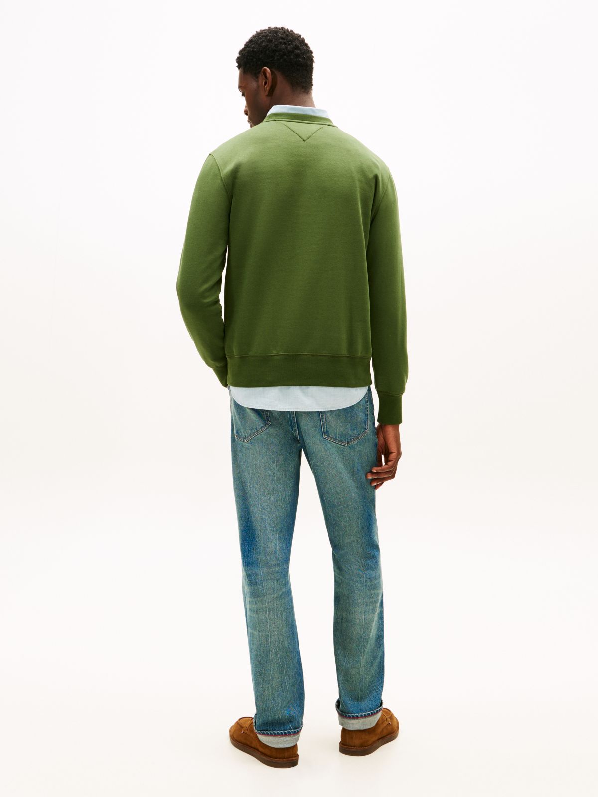 Logo Embroidery Fleece Sweatshirt — Green