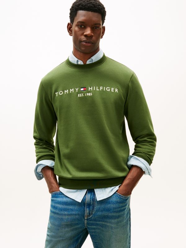 Logo Embroidery Fleece Sweatshirt — Green