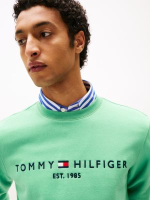 green logo crew neck sweatshirt for men tommy hilfiger