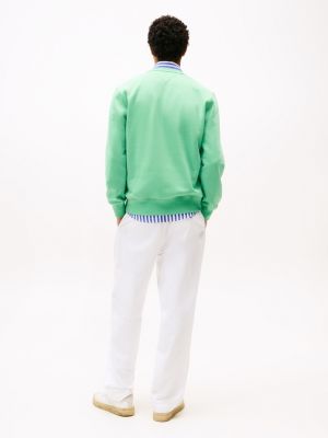 green logo embroidery crew neck sweatshirt for men tommy hilfiger
