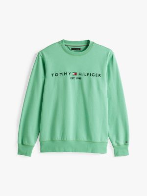 green logo embroidery v-neck jumper for men tommy hilfiger