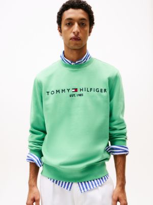 felpa con scollatura rotonda e logo green da uomini tommy hilfiger