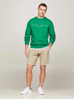 felpa regular fit con logo ricamato green da uomini tommy hilfiger