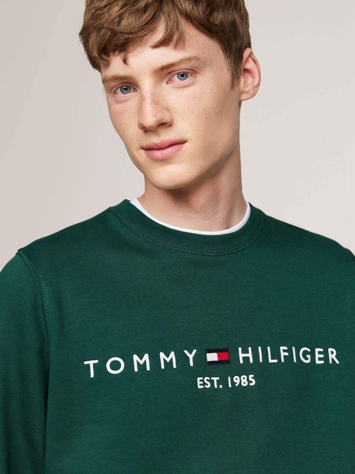 Logo Embroidery Fleece Sweatshirt — Green
