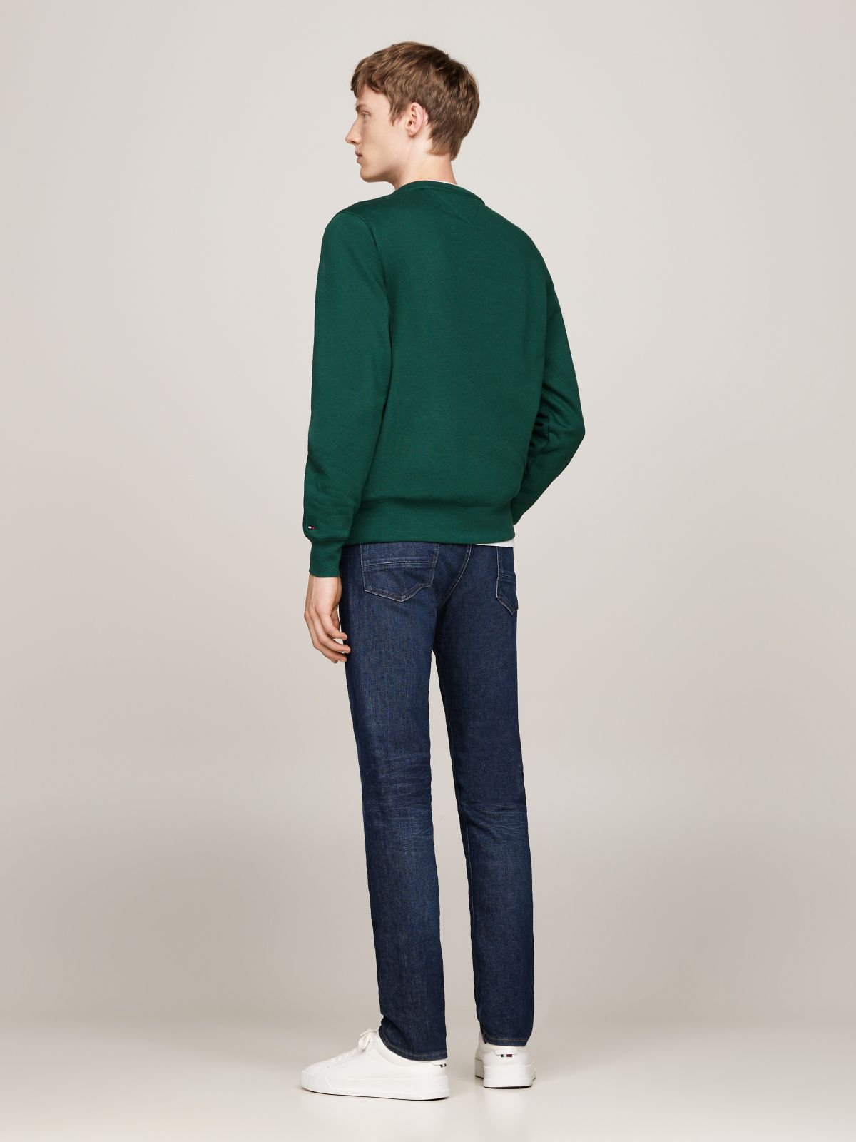 Logo Embroidery Fleece Sweatshirt — Green