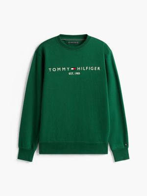 green logo embroidery fleece sweatshirt for men tommy hilfiger