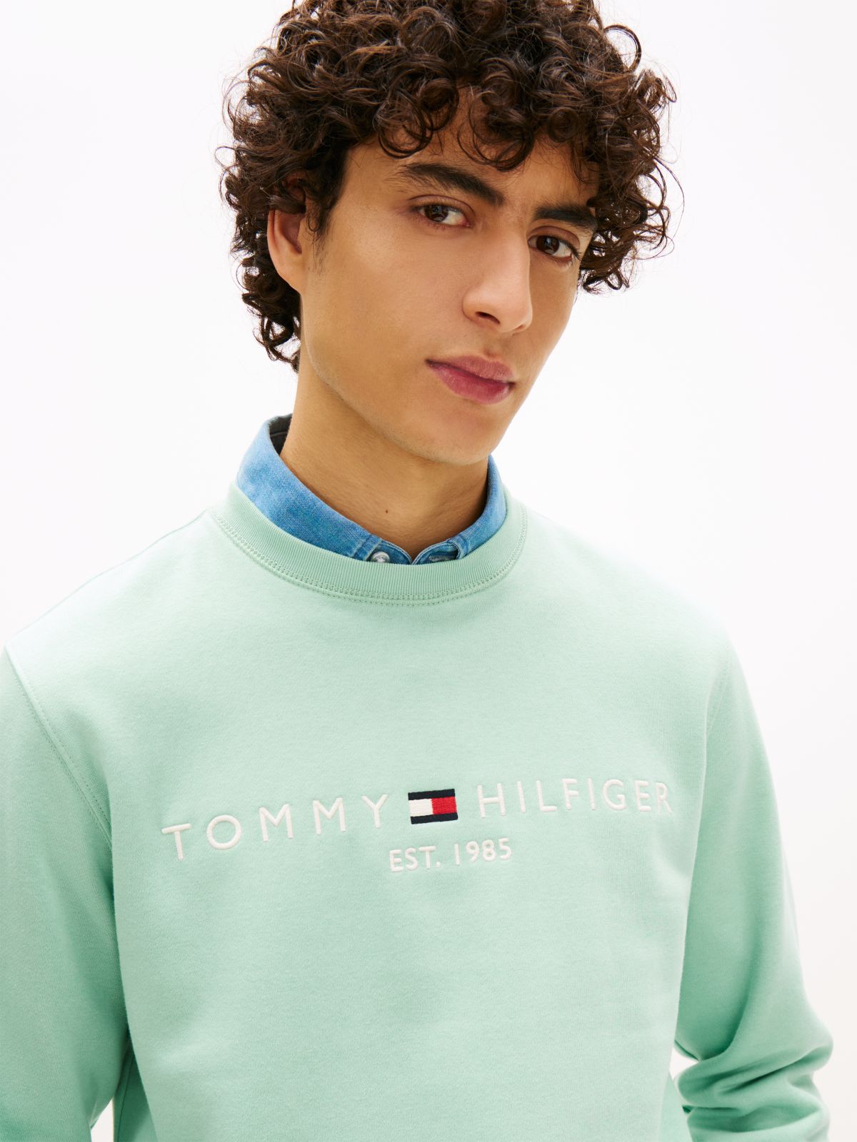 Logo Embroidery Fleece Sweatshirt — Green