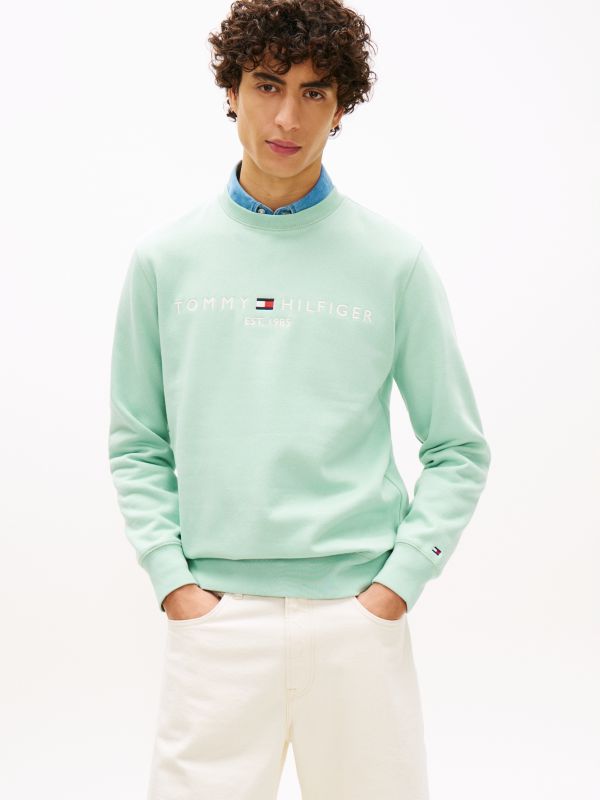 Logo Embroidery Fleece Sweatshirt — Green