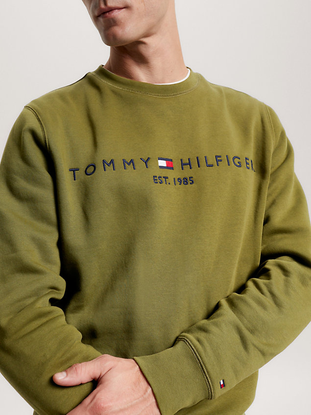 sudadera de cuello redondo con logo green de hombre tommy hilfiger