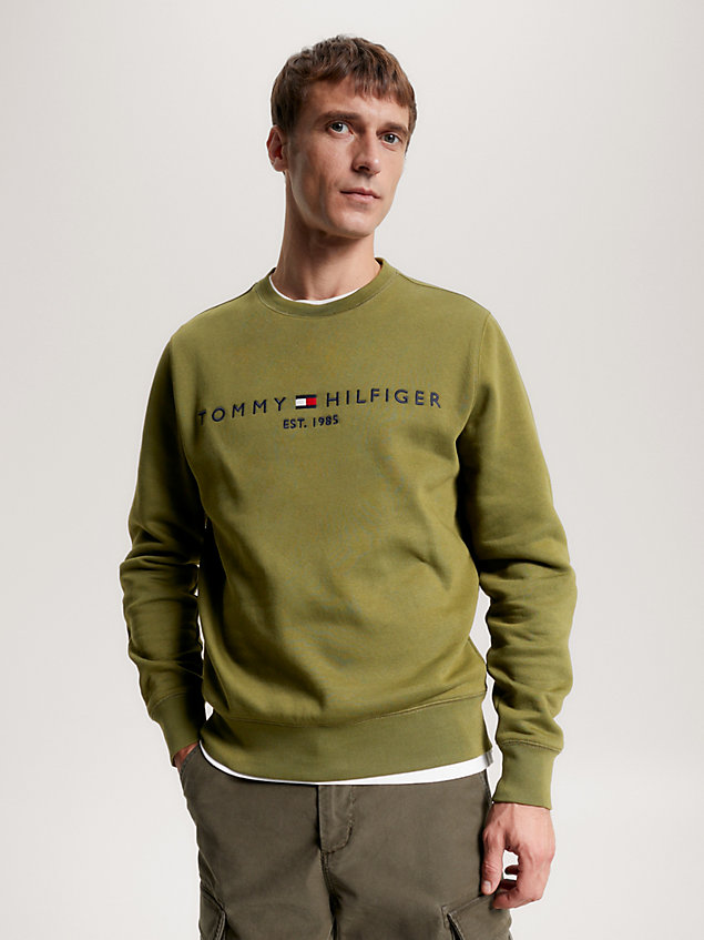 green logo crew neck sweatshirt for men tommy hilfiger