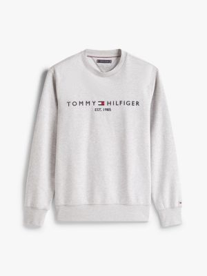 grey logo crew neck sweatshirt for men tommy hilfiger