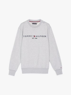 grijs trui met v-hals en geborduurd logo voor heren - tommy hilfiger