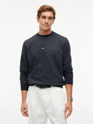grey sweatshirt aus fleece mit logo-stickerei für herren - tommy hilfiger