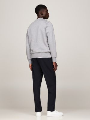 grey logo embroidery crew neck sweatshirt for men tommy hilfiger