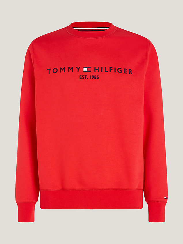 orange sweatshirt met ronde hals en logo voor heren - tommy hilfiger