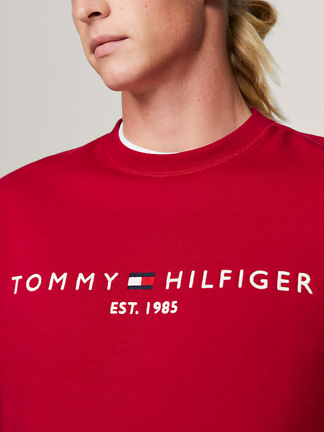 red bluza o regularnym kroju z logo dla mężczyźni - tommy hilfiger