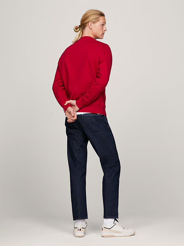 red regular fit sweatshirt met logo voor heren - tommy hilfiger