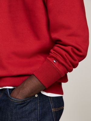 felpa con scollatura a v e logo rosso da uomini tommy hilfiger