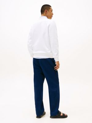 white logo embroidery crew neck sweatshirt for men tommy hilfiger