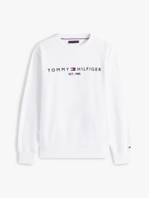 white logo embroidery flex fleece sweatshirt for men tommy hilfiger