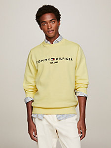 geel sweatshirt van flex fleece met logo voor heren - tommy hilfiger