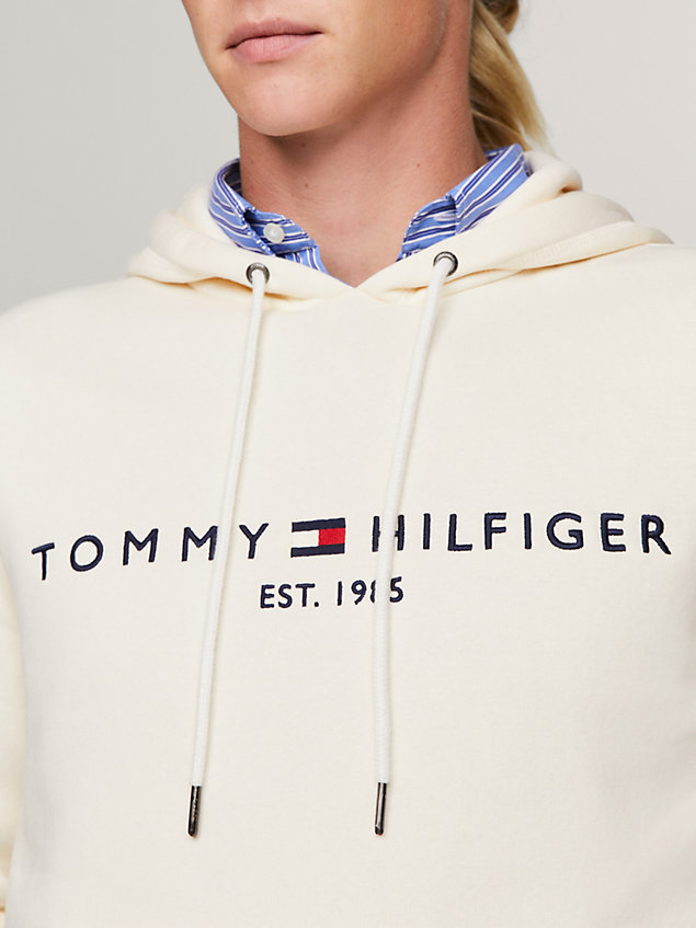 beige regular fit hoodie mit logo für herren - tommy hilfiger