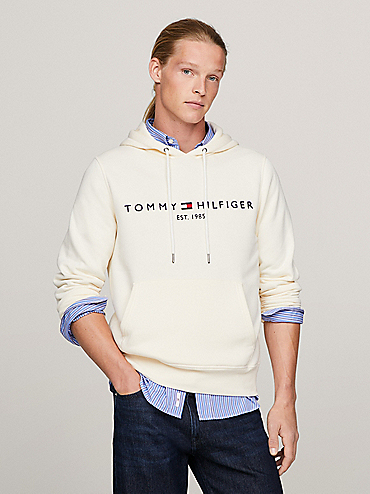 Essential Relaxed Fit Hoodie mit Tommy-Badge | Beige | Tommy Hilfiger