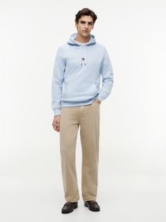 Logo Embroidery Fleece Drawstring Hoody — Blue 2
