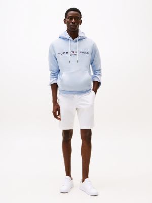 sweat à capuche à logo brodé bleu pour hommes tommy hilfiger