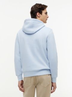 Logo Embroidery Fleece Drawstring Hoody — Blue 4