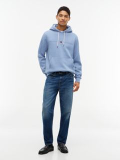 Logo Embroidery Fleece Drawstring Hoody — Blue 2