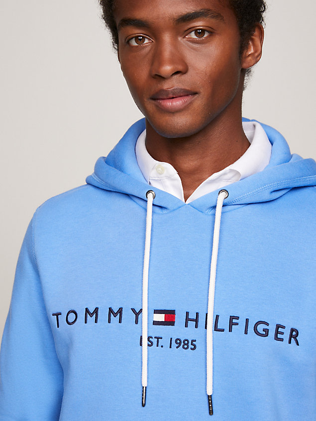 blue regular fit hoodie mit logo für herren - tommy hilfiger