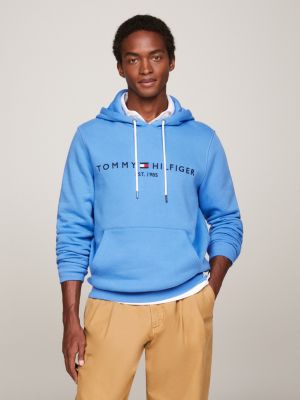 Sweat à capuche logo bleu clair homme - Tommy Hilfiger