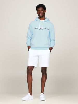 blue regular fit hoodie mit aufgesticktem logo für herren - tommy hilfiger