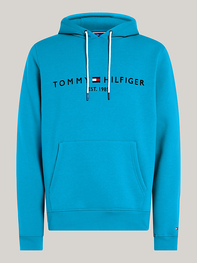 blue logo regular fit hoody for men tommy hilfiger