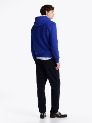 blue logo embroidery drawstring hoody for men tommy hilfiger