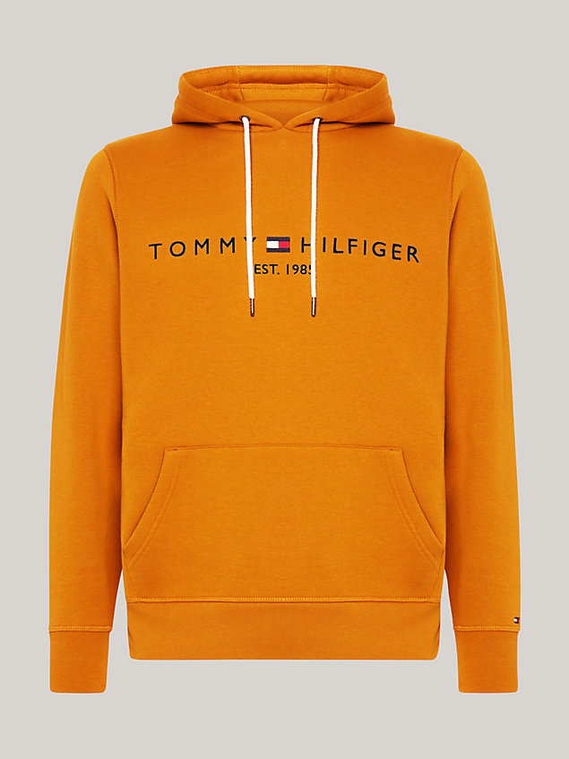 gold hoodie met contrasterend trekkoord en logo voor heren - tommy hilfiger