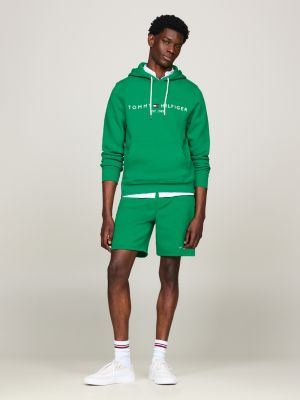 green regular fit hoodie mit aufgesticktem logo für herren - tommy hilfiger