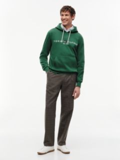 Logo Embroidery Fleece Drawstring Hoody — Green 2