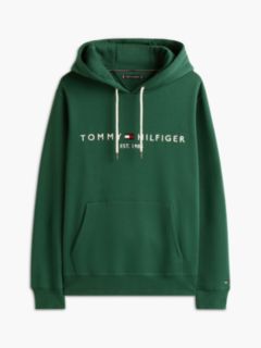 Logo Embroidery Fleece Drawstring Hoody — Green 7